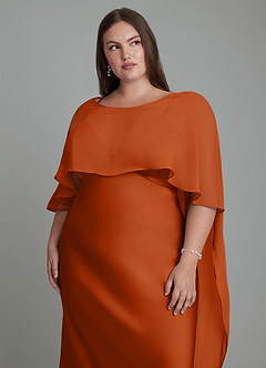 Azazie Stefania Vestidos de damas de honor Vestido Naranja Quemada de Satén Elástico de Línea A image14