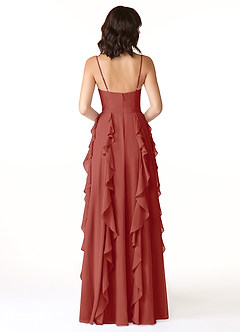Azazie Peyton Bridesmaid Dresses Terracotta A-Line Ruched Chiffon Dress image2