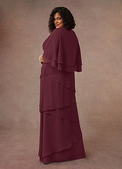 Azazie OHara vestidos de madre de la novia Vestido de Cabernet de Gasa de Corte En A con Cuello en V image11