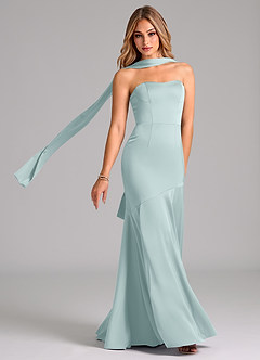 Azazie Shiloh Bridesmaid Dresses Mist Mermaid Strapless Stretch Satin Convertible Dress image1