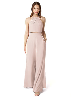 Azazie Kenzi Bridesmaid Dresses Rose Petal Pleated Chiffon Jumpsuit image1