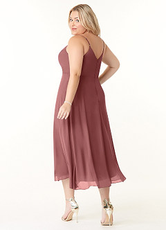 Azazie Clarissa Bridesmaid Dresses Amethyst A-Line V-Neck Chiffon Dress image10