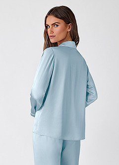 front 100% Washable Silk Pajama Long Sleeve Top