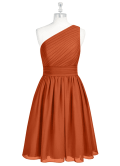 Azazie Katrina Bridesmaid Dresses Burnt Orange A-Line One Shoulder Chiffon Dress image6