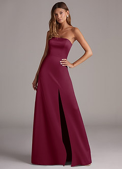 Azazie Wren Vestidos de madrinha de casamento Vestir Amora de Cetim elástico de Linha A com Sem alças image3