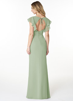 Azazie Val Bridesmaid Dresses Dusty Sage Mermaid V-Neck Keyhole Chiffon Dress image2