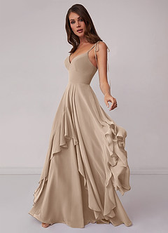 Barbie ♥ Azazie Bridesmaid Dresses Taupe A-Line Bow Chiffon Dress image3
