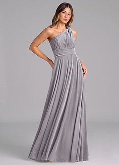 Azazie Charlize Bridesmaid Dresses French Lilac A-Line One Shoulder Velvet Dress image4
