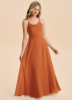 Azazie Gia Junior A-Linie Plissee Chiffon Kleid Kanel image4