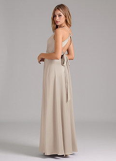 Azazie Evalleen Bridesmaid Dresses Frost A-Line Pleated Stretch Satin Dress image7