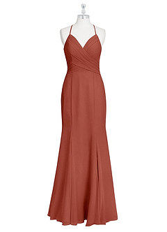 Azazie Carolina Bridesmaid Dresses Auburn Mermaid Ruched Chiffon Dress image6