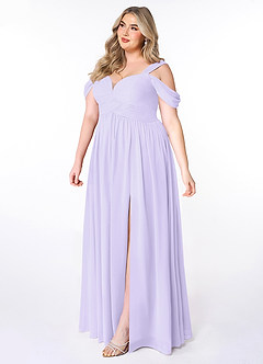 Azazie Lianne Bridesmaid Dresses Lilac A-Line Off the Shoulder Chiffon Dress image9