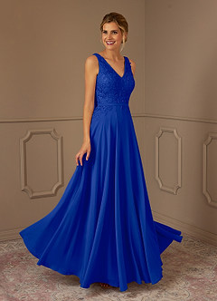 Azazie Joules Mother of the Bride Dresses Royal Blue A-Line Sequins Chiffon Dress image4