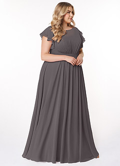 Azazie Daphne Modest Bridesmaid Dresses A-Line Ruffled Chiffon Floor-Length Dress image9
