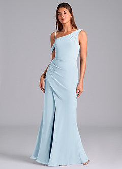Azazie Madelyn Bridesmaid Dresses Sky Blue Mermaid One Shoulder Chiffon Convertible Dress image4