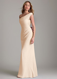 Azazie Emerson Bridesmaid Dresses White Alabaster Sheath Off the Shoulder Chiffon Dress image6