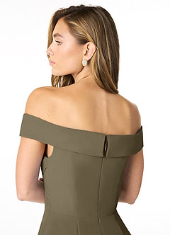 Azazie Lecia Brautjungfernkleider Wandelbar Empire Schulterfrei, plissiert Chiffon Kleid Weidengrün image6