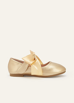 front Satin Bow Mary Jane Girls' Flat Shoes
