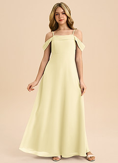 Azazie Anselie Junior Vestido de Sorbete De Limón de Gasa de Corte en A con Vestidos sin tirantes image1
