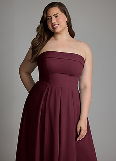 Azazie Lucienne Bridesmaid Dresses Cabernet A-Line Strapless Chiffon Convertible Dress image13