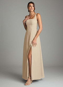 Azazie Debra Bridesmaid Dresses Champagne A-Line with Pockets Chiffon Convertible Dress image5