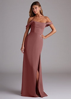 Azazie Saige Bridesmaid Dresses Desert Rose A-Line Off the Shoulder Chiffon Convertible Dress image4