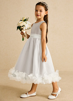 Azazie Stardust Blumenmädchenkleider A-Linie ärmellos Organza Kleid Frost image3