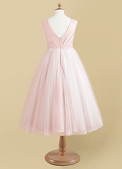 Azazie Bee Flower Girl Dresses Blushing Pink Ball-Gown Pleated Tulle Dress image7