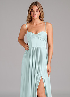 Azazie Tyla Bridesmaid Dresses Sea Glass A-Line Sweetheart Neckline Stretch Satin Dress image8
