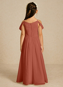 Azazie Chelle Flower Girl Dresses Clay A-Line Pleated Chiffon Dress image2