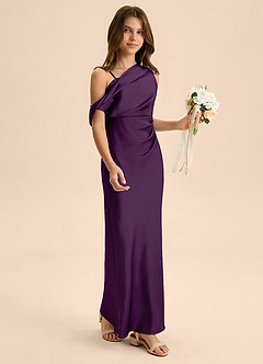 Azazie Emerson Junior Klä av Tubklänning i Stretch Satin Av axeln image5