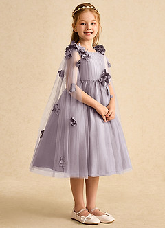 Azazie Staria Flower Girl Dresses Dusk Ball-Gown Ruched Tulle Dress image8