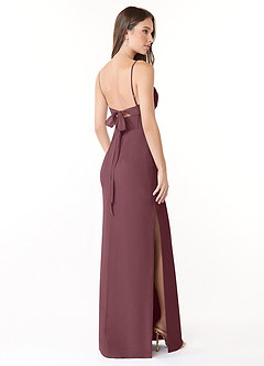 Azazie Mai Brautjungfernkleider Etui Plissee Chiffon Kleid Sangria image4