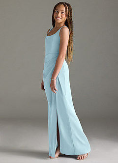 Azazie Mero Junior Syrena Pofałdowany Satyna elastyczna Długość podłogi Młodsza druhna Sukienka image4