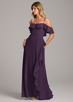 Azazie Aubrie Vente Finale Robe Trapèze en Mousseline de soie Épaule décolletée Eucalyptus image3