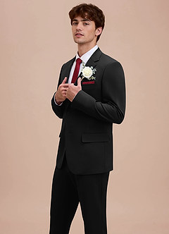 front Ethan Black Refined Weave Suit Jacket