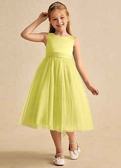 Azazie Winnie Flower Girl Dresses Canary Ball-Gown Bow Tulle Dress image4