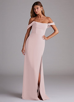 Azazie Saige Bridesmaid Dresses Blushing Pink A-Line Off the Shoulder Chiffon Convertible Dress image4