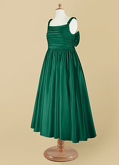 Azazie Cutie Pie Robe Demoiselle D'honneur Fillette Robe Trapèze en Mat Satiné Plissée émeraude image9