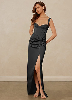 Christian Siriano Bridal for Azazie 1017 Bridesmaid Dresses Drop Waist Stretch Satin Sheath Dress image3