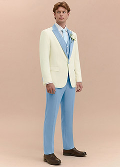 front Adrian Sky Blue Shawl Lapel Structured Stretch Tuxedo Jacket