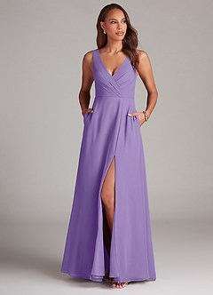 Azazie Nelly Bridesmaid Dresses Tahiti A-Line Pleated Chiffon Dress image2