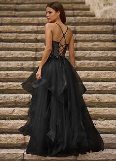 Mosaic Black Ruffle Prom Dress image2