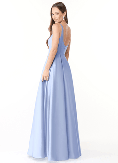 Azazie Neve Bridesmaid Dresses Ice Ball-Gown with Pockets Stretch Satin Dress image4