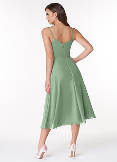 Azazie Clarissa Bridesmaid Dresses Matcha A-Line V-Neck Chiffon Dress image2