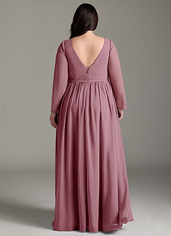 Azazie Teton Maternity Bridesmaid Dresses A-Line Long Sleeve Chiffon Floor-Length Dress image8