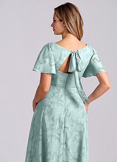 Azazie Kimber Robes de demoiselle d'honneur Robe Trapèze en Blumen-Burnout avec poches Brume image2