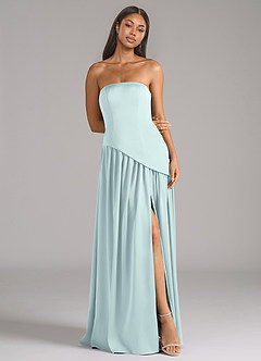 Azazie Adeline Robes de demoiselle d'honneur Robe Trapèze Convertible en Satin extensible Sans bretelle Brume image3