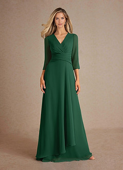 Azazie Mayfield Mother of the Bride Dresses Dark Green A-Line Pleated Chiffon Dress image6