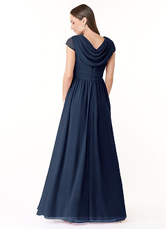 Azazie Organa Bridesmaid Dresses Dark Navy A-Line Pleated Chiffon Dress image2